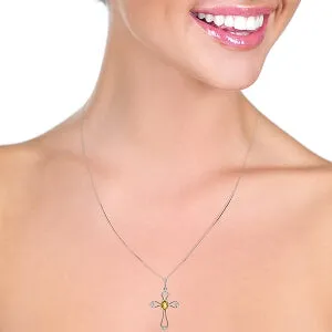 0.57 Carat 14K Solid White Gold Love Is Never Conceited Citrine Necklace