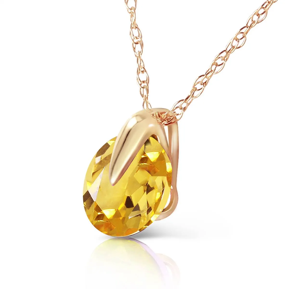 0.8 Carat 14K Solid Yellow Gold Love Of My Life Citrine Necklace