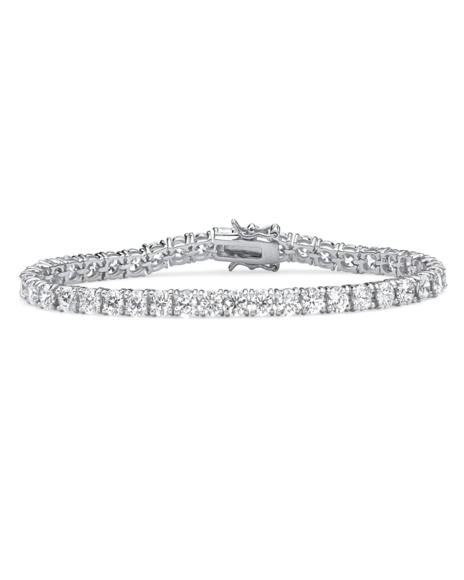 10.75 TCW Round Cubic Zirconia Platinum-Plated Tennis Bracelet 7.5" | White