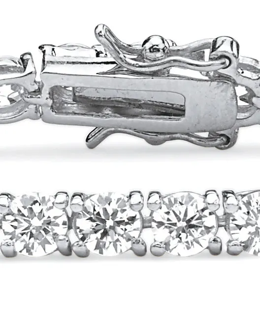 10.75 TCW Round Cubic Zirconia Platinum-Plated Tennis Bracelet 7.5" | White