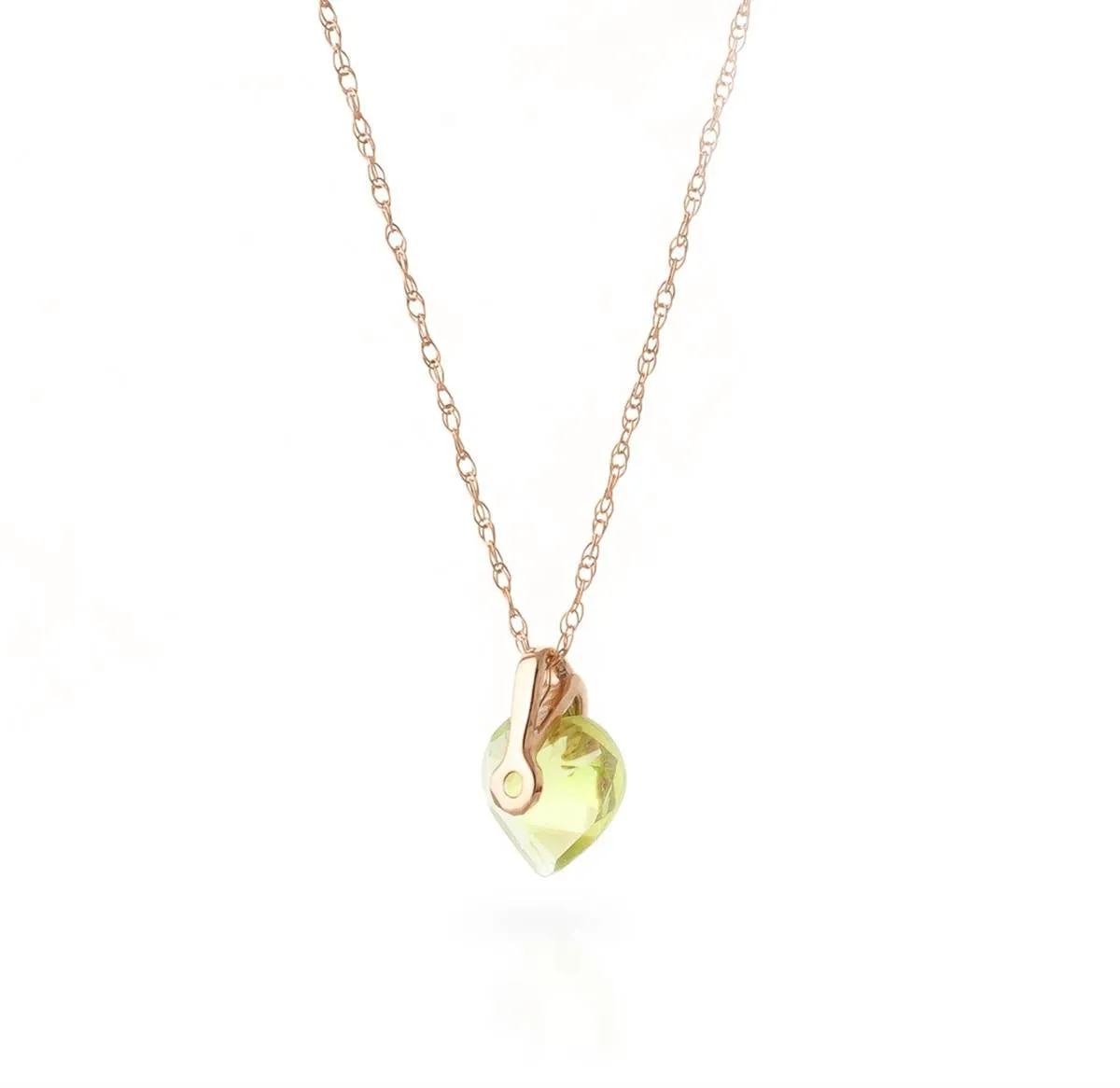 1.15 Carat 14K Solid Rose Gold Heart Peridot Necklace