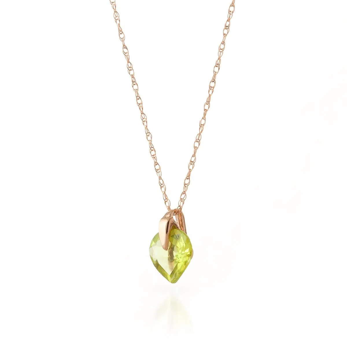 1.15 Carat 14K Solid Rose Gold Heart Peridot Necklace