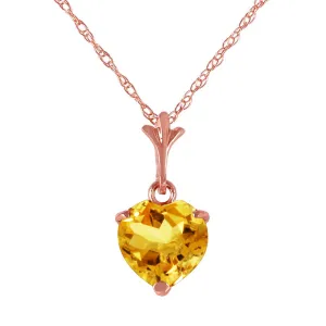 1.15 Carat 14K Solid Rose Gold Proud Heart Citrine Necklace