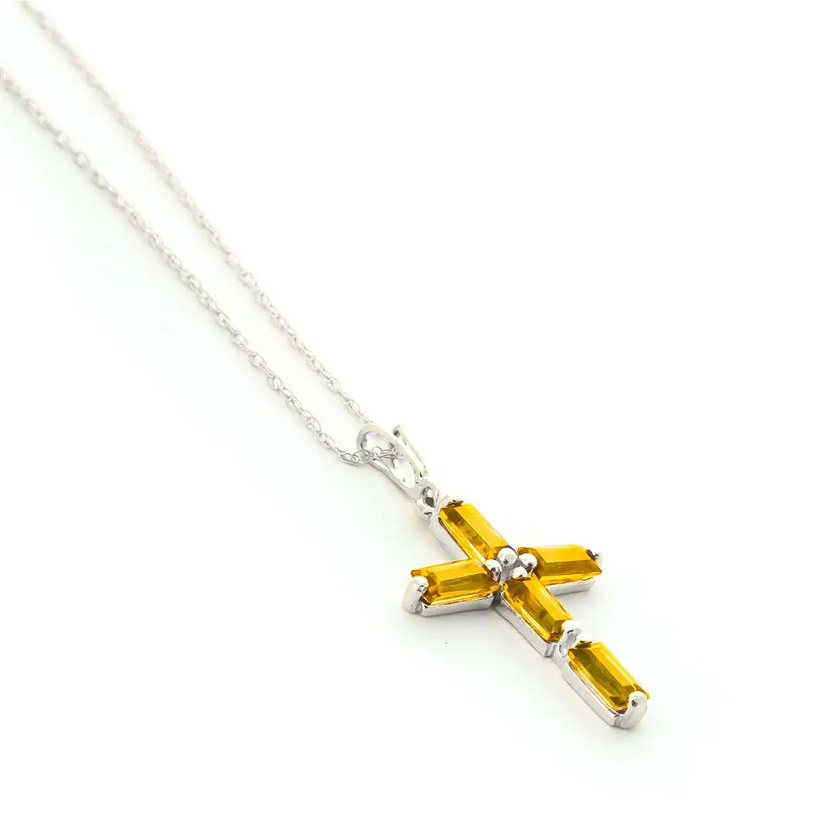1.15 Carat 14K Solid White Gold Love Is Never Boastful Citrine Necklace