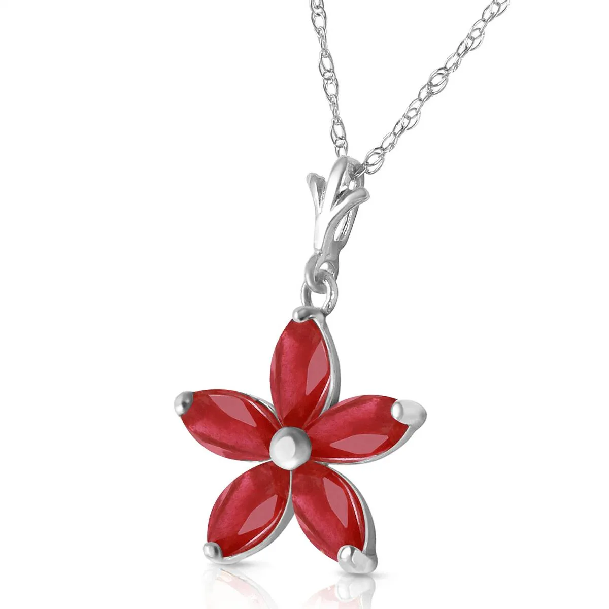 1.4 Carat 14K Solid White Gold Further To Go Ruby Necklace