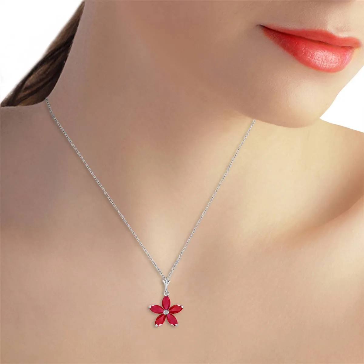 1.4 Carat 14K Solid White Gold Further To Go Ruby Necklace