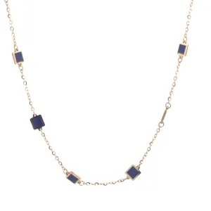 14 Karat White Station Gemstone Necklace