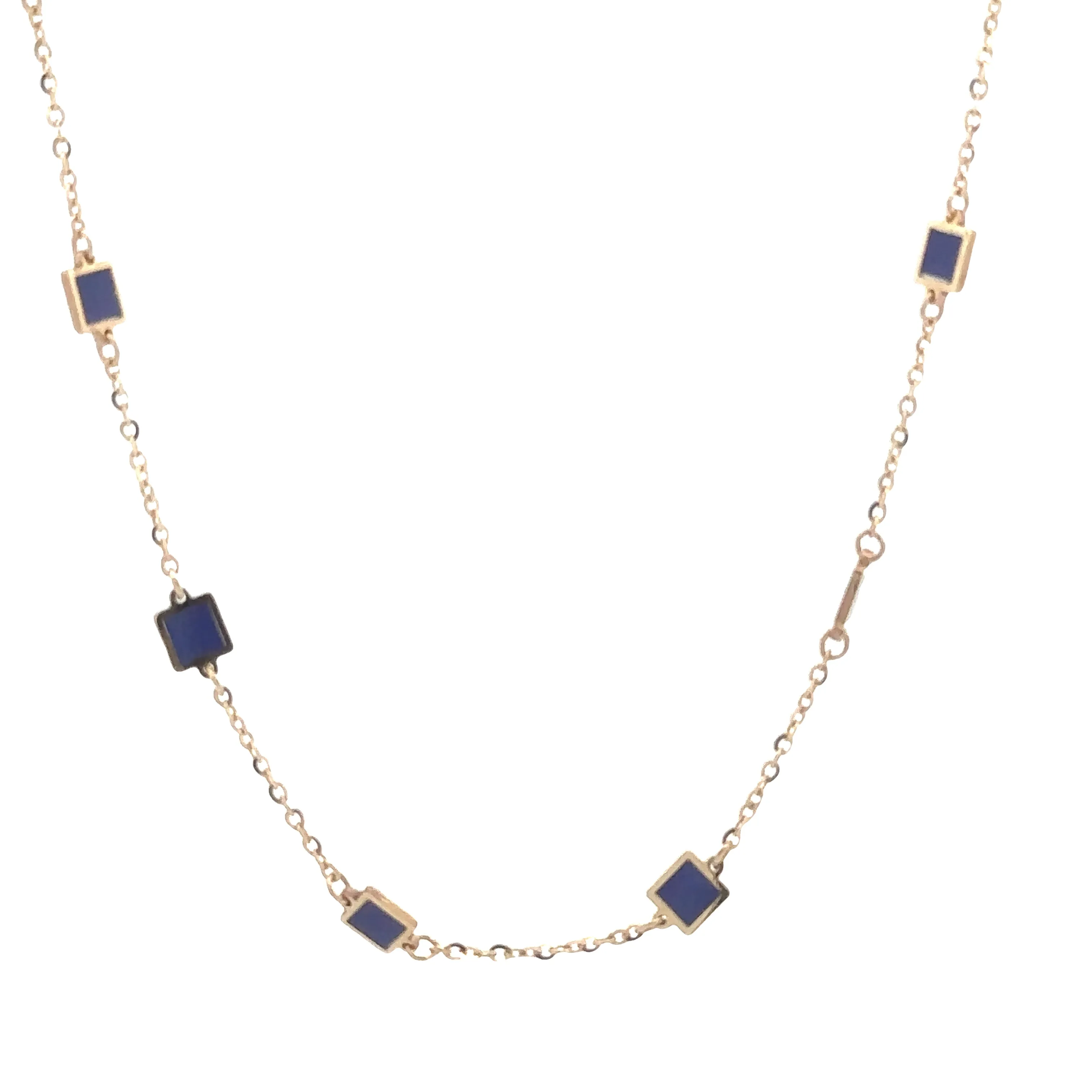 14 Karat White Station Gemstone Necklace