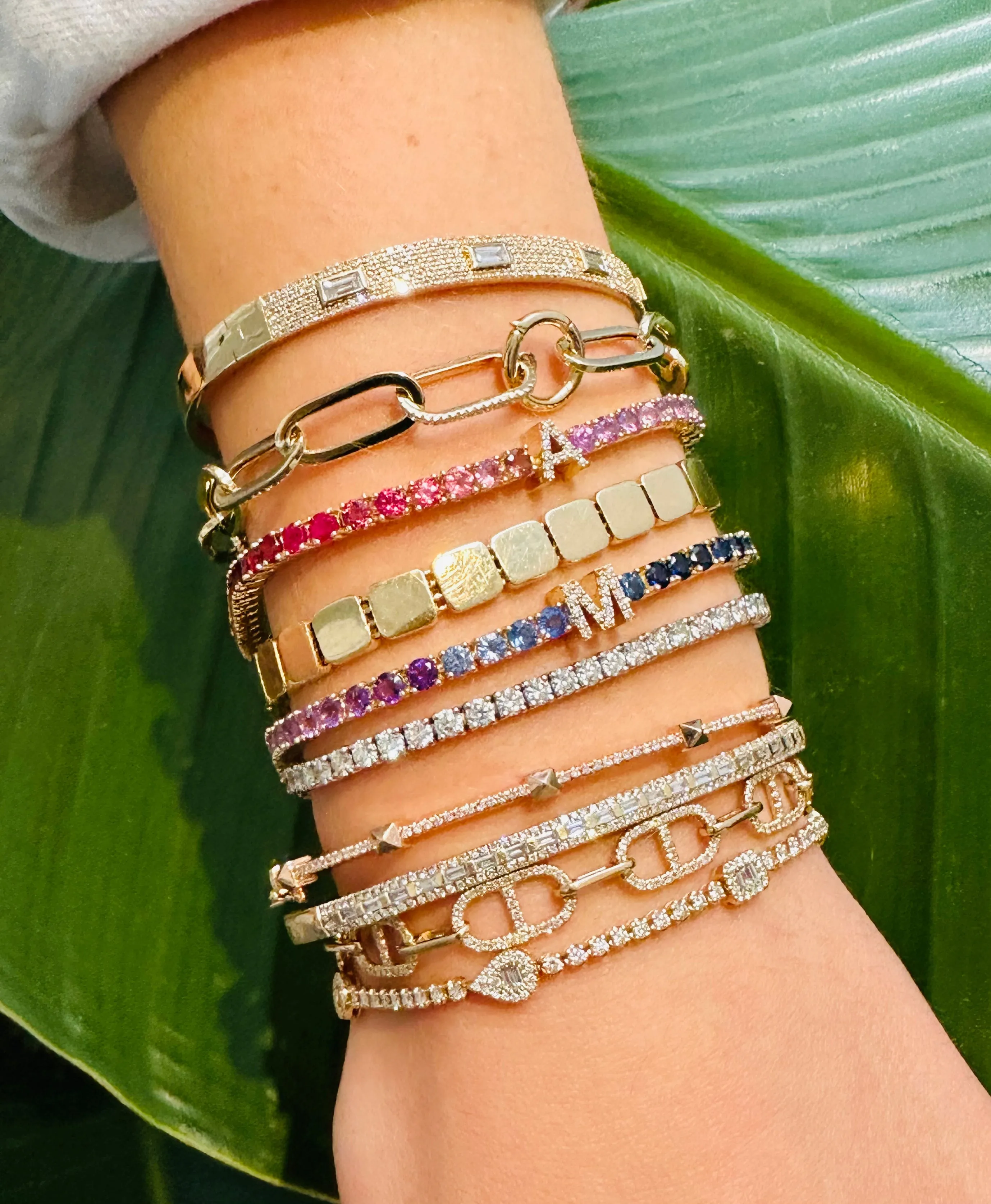 14K GOLD RAINBOW PERSONALIZED TENNIS BRACELET