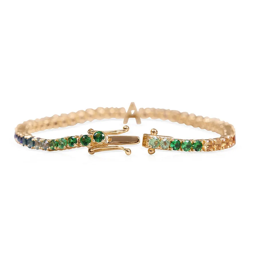 14K GOLD RAINBOW PERSONALIZED TENNIS BRACELET