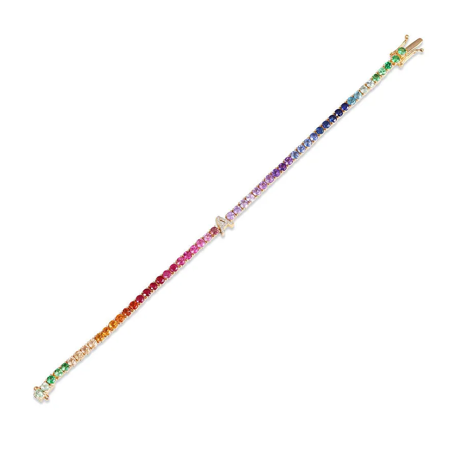 14K GOLD RAINBOW PERSONALIZED TENNIS BRACELET