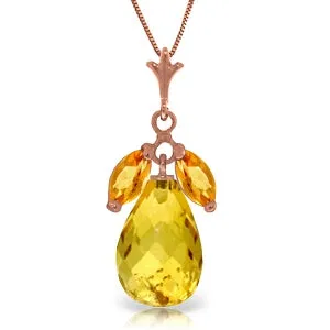 14K Solid Rose Gold Citrine Necklace Gemstone Class