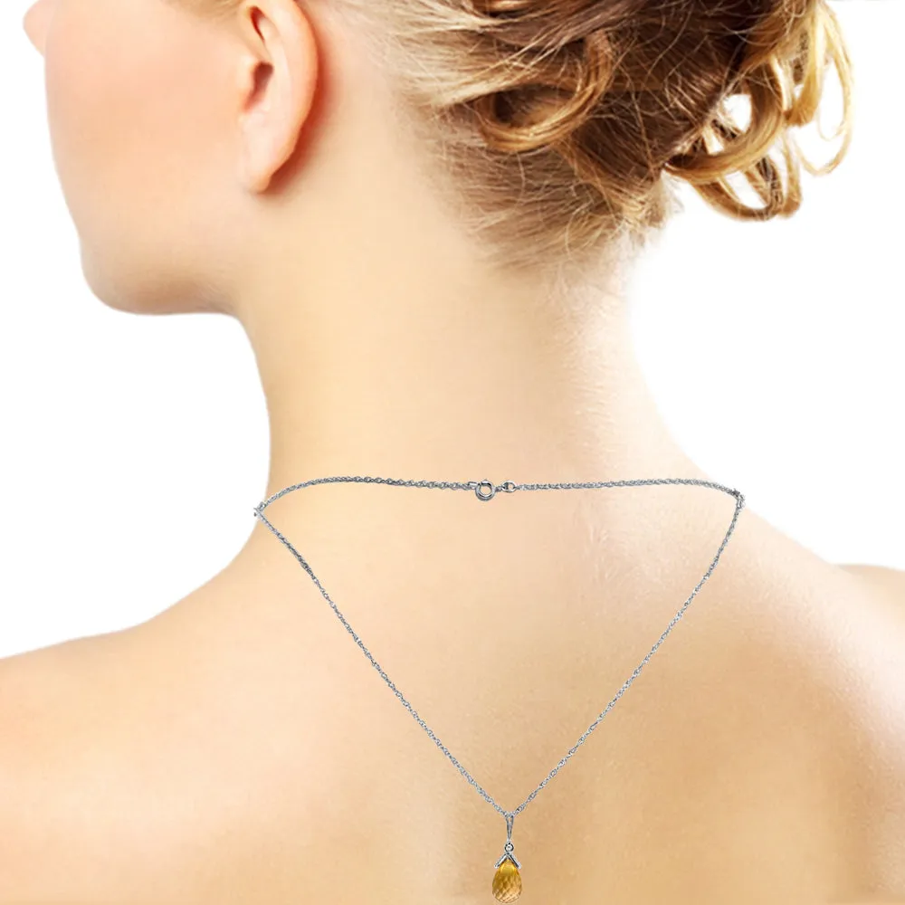 14K Solid White Gold Front And Back Drop Necklace w/ Briolette Citrines