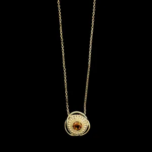 14K Yellow Gold Estate Citrine Pendant Necklace