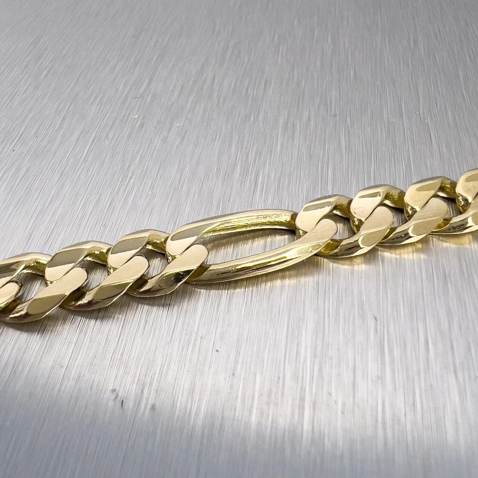 14k Yellow Gold Figaro Link Chain Bracelet 8.75" 18.7 grams 8.15mm ITALY