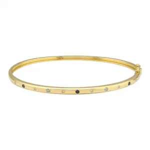 14k Yellow Gold Sapphire & Blue Topaz Diamond Bangle