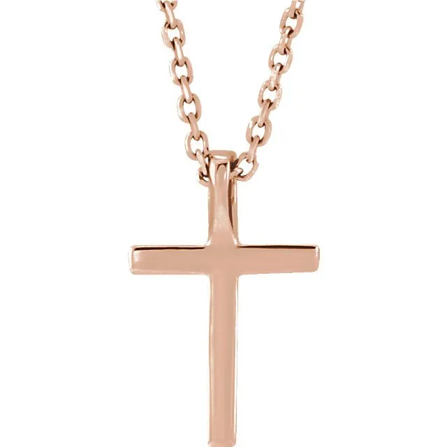 14KT GOLD 0.17 CTW GENUINE RUBY PETITE CROSS NECKLACE