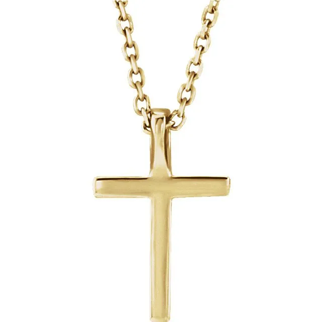14KT GOLD 0.17 CTW GENUINE RUBY PETITE CROSS NECKLACE