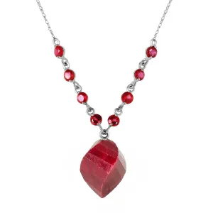 16.25 Carat 14K Solid White Gold Burn Bridges Ruby Necklace