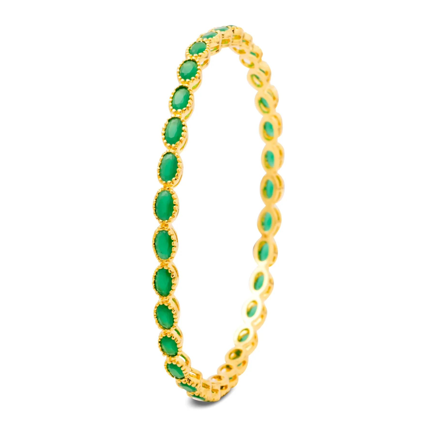 24ct Heavy Gold Plated Stone Bangle PSB17G-052
