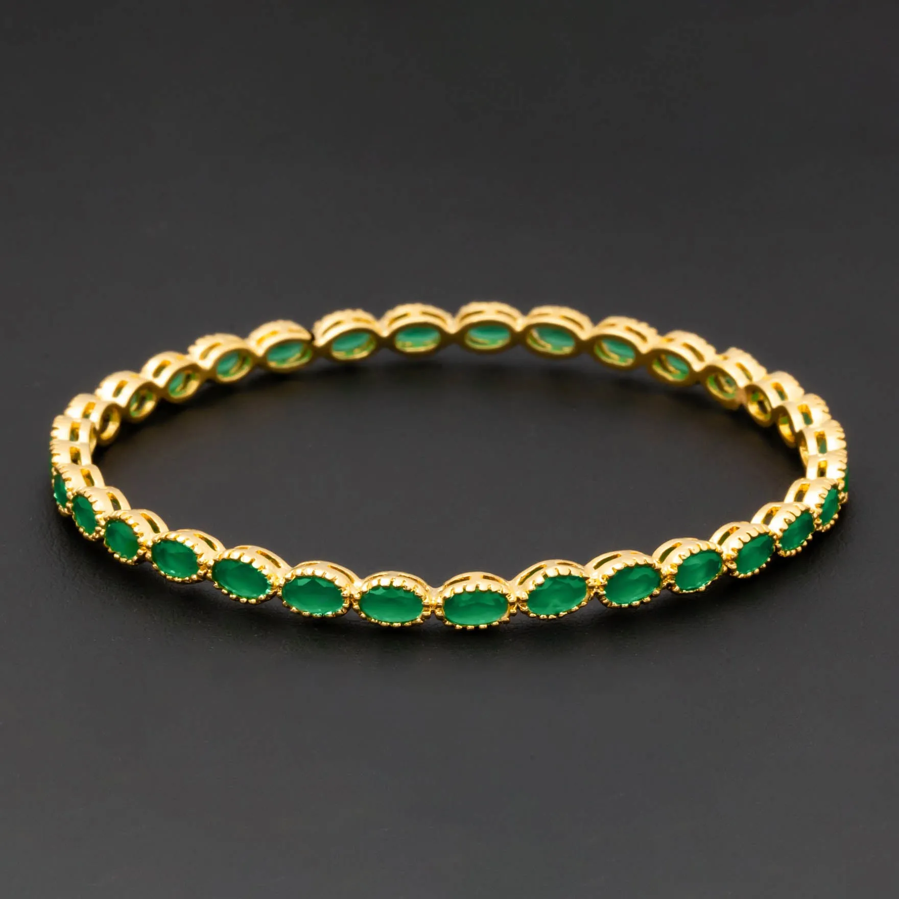 24ct Heavy Gold Plated Stone Bangle PSB17G-052