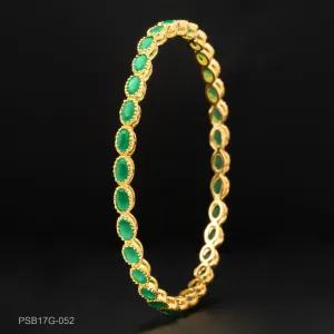 24ct Heavy Gold Plated Stone Bangle PSB17G-052