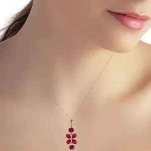 3.15 Carat 14K Solid Rose Gold Petals Ruby Necklace
