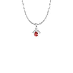 3/4 Inch Sterling Silver and Glass Crystal July Birthstone Angel Necklace
