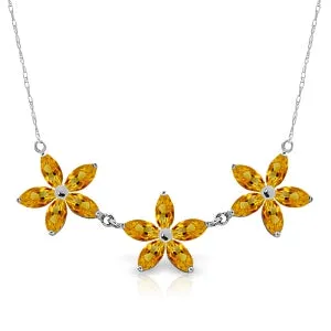 4.2 Carat 14K Solid White Gold Necklace Natural Citrine