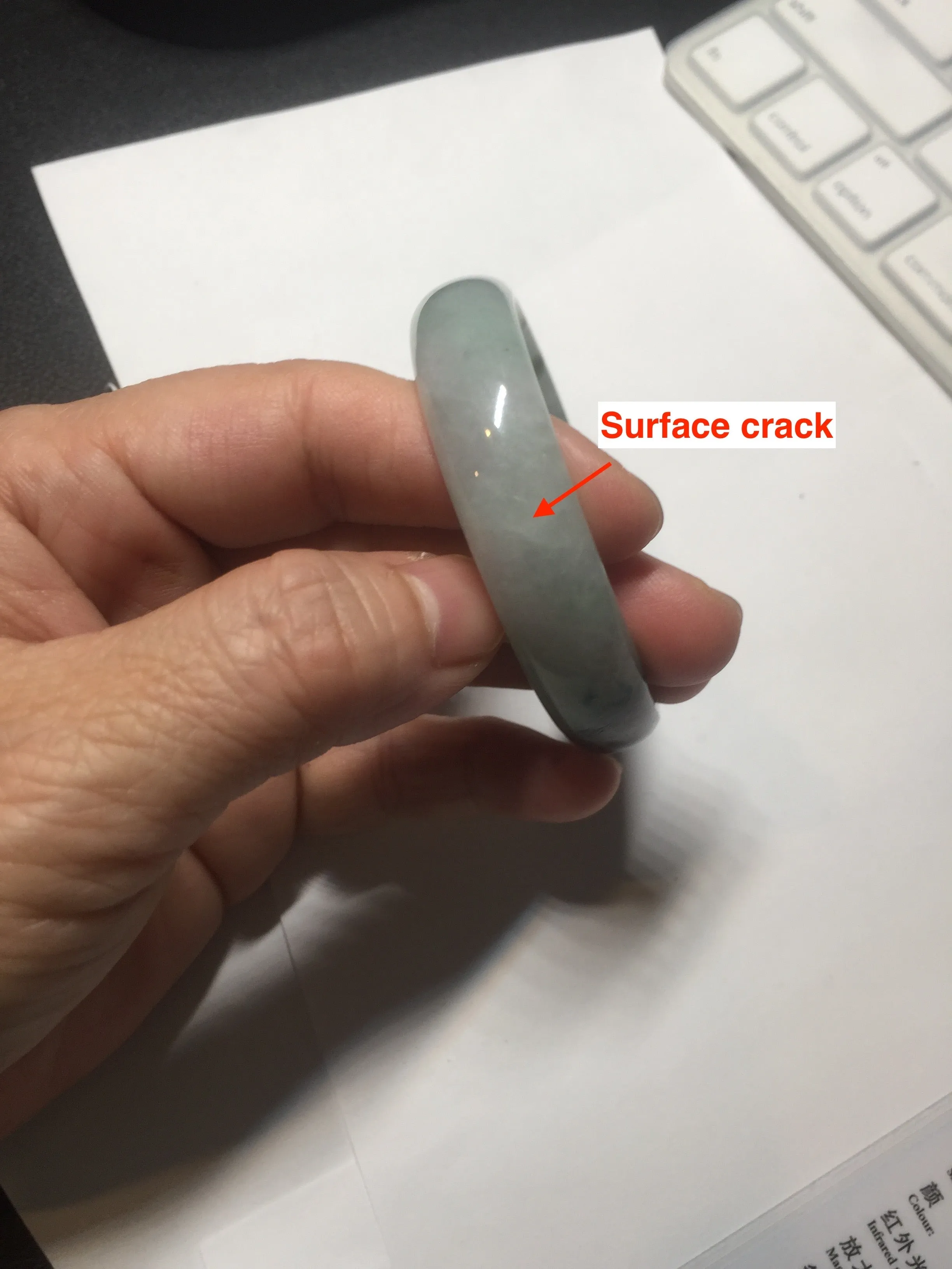 47mm Certified Type A 100% Natural dark green Jadeite Jade oval bangle AH93-4483