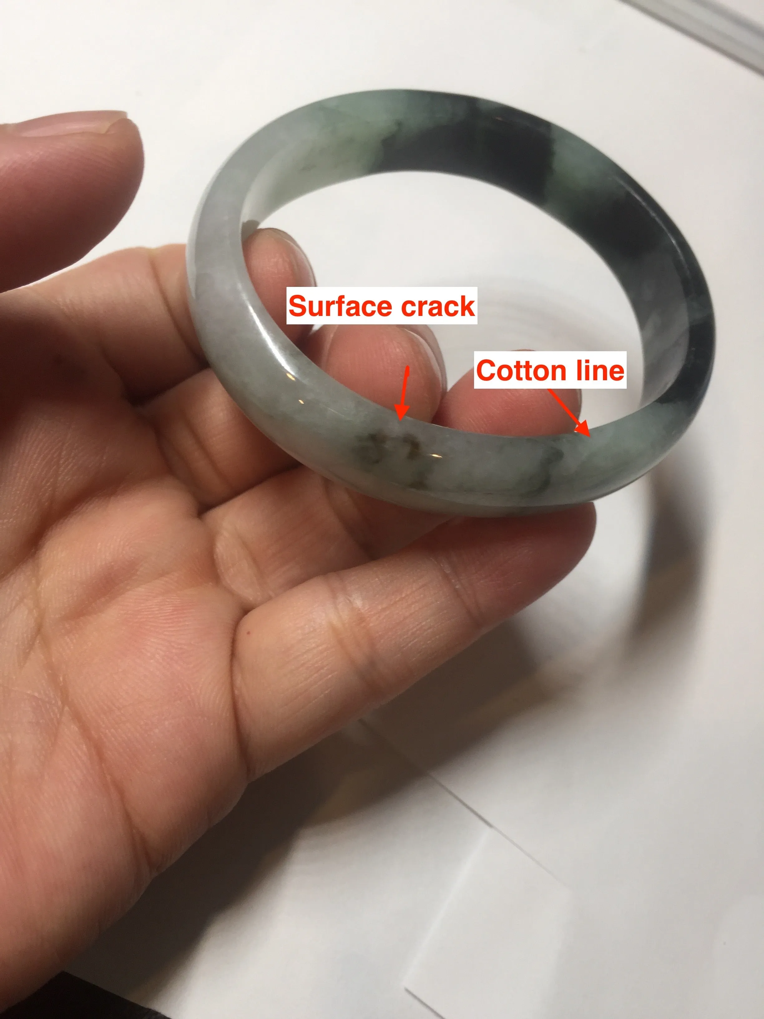 47mm Certified Type A 100% Natural dark green Jadeite Jade oval bangle AH93-4483