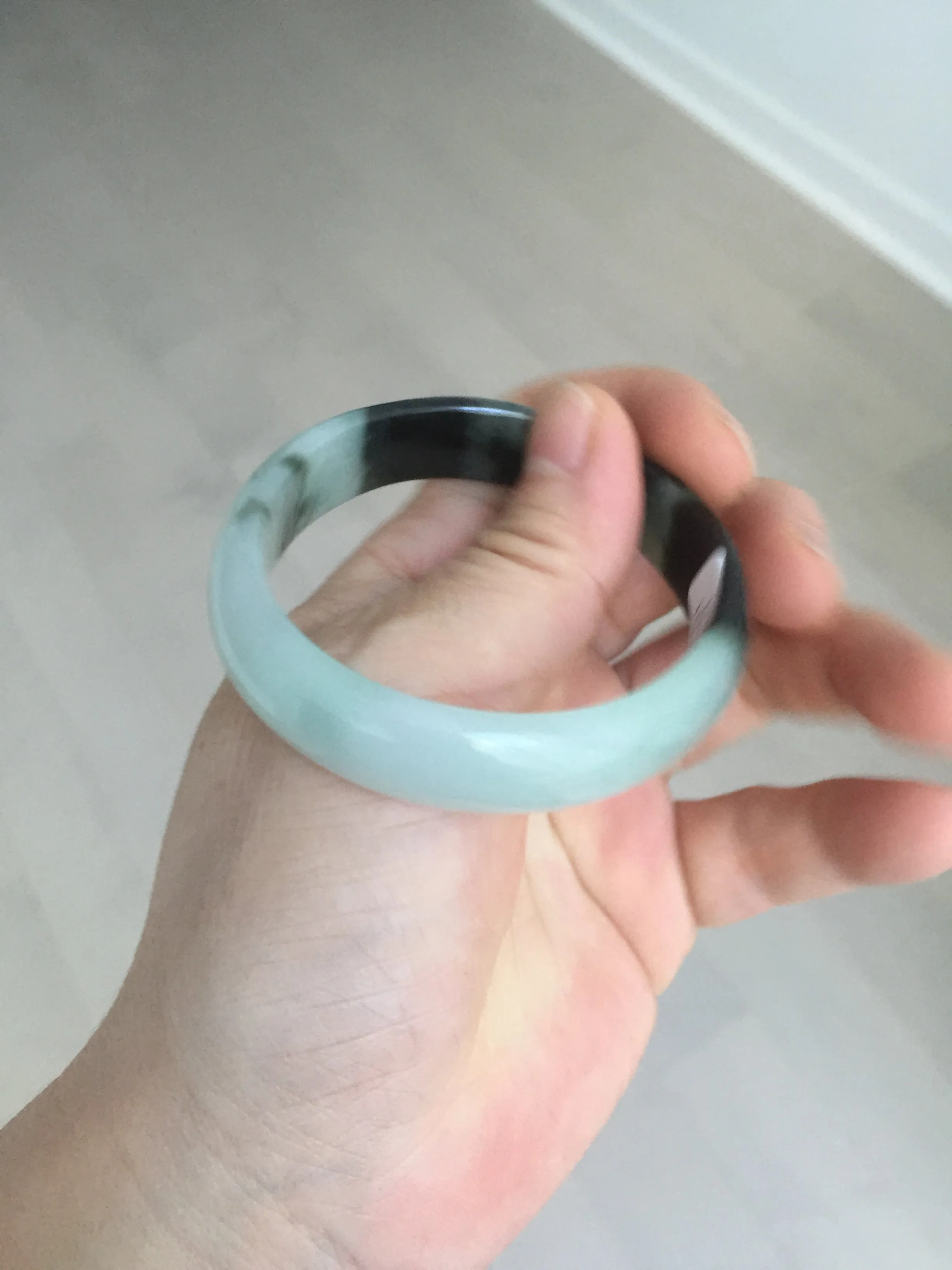 47mm Certified Type A 100% Natural dark green Jadeite Jade oval bangle AH93-4483
