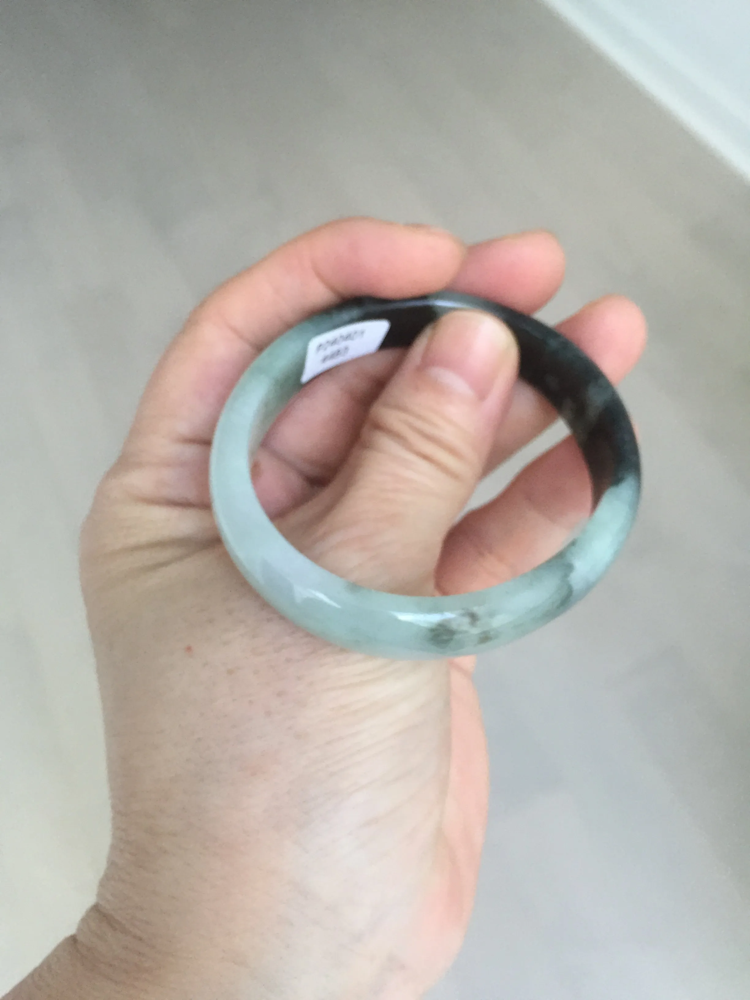 47mm Certified Type A 100% Natural dark green Jadeite Jade oval bangle AH93-4483