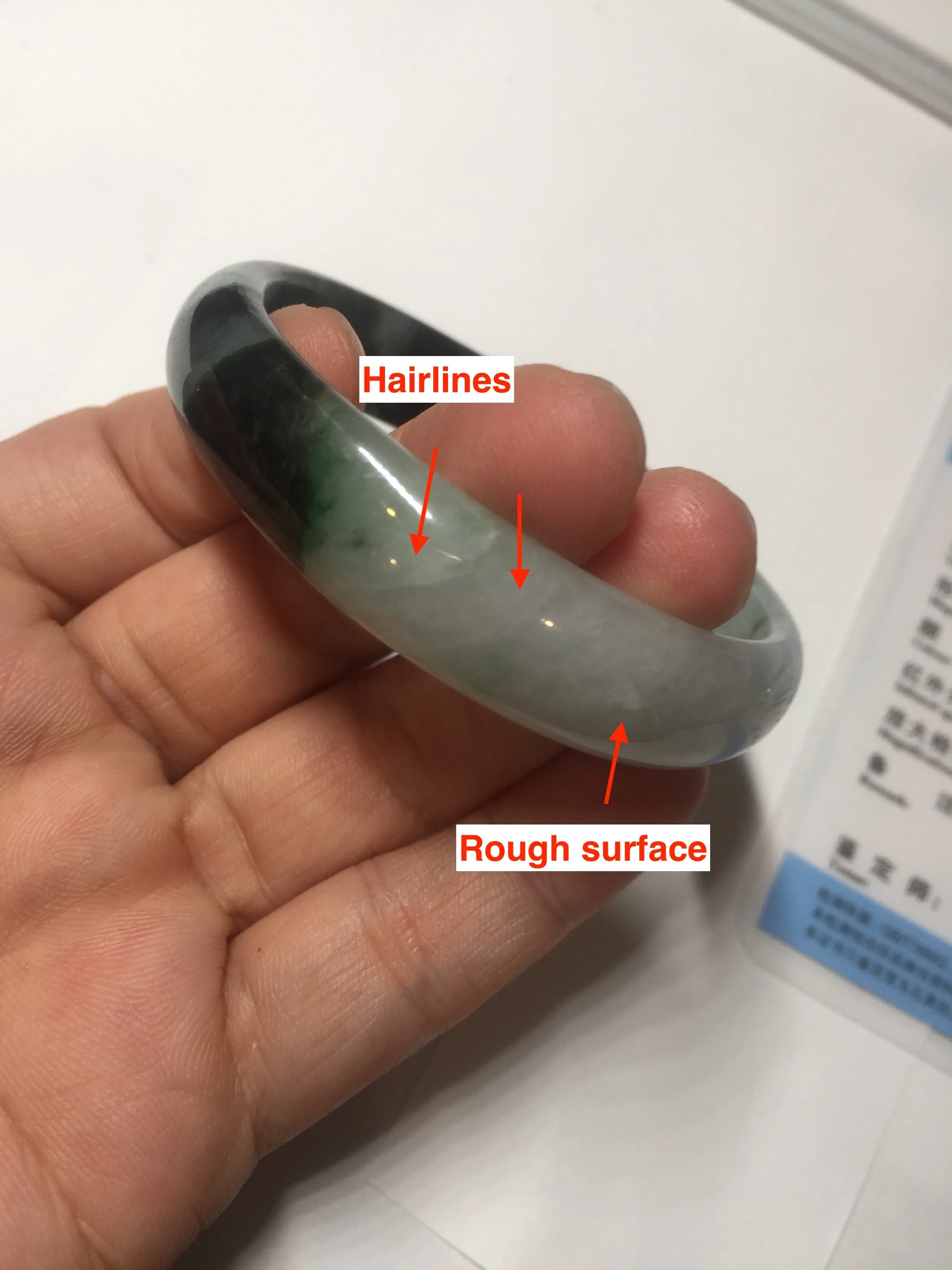 47mm Certified Type A 100% Natural dark green Jadeite Jade oval bangle AH93-4483