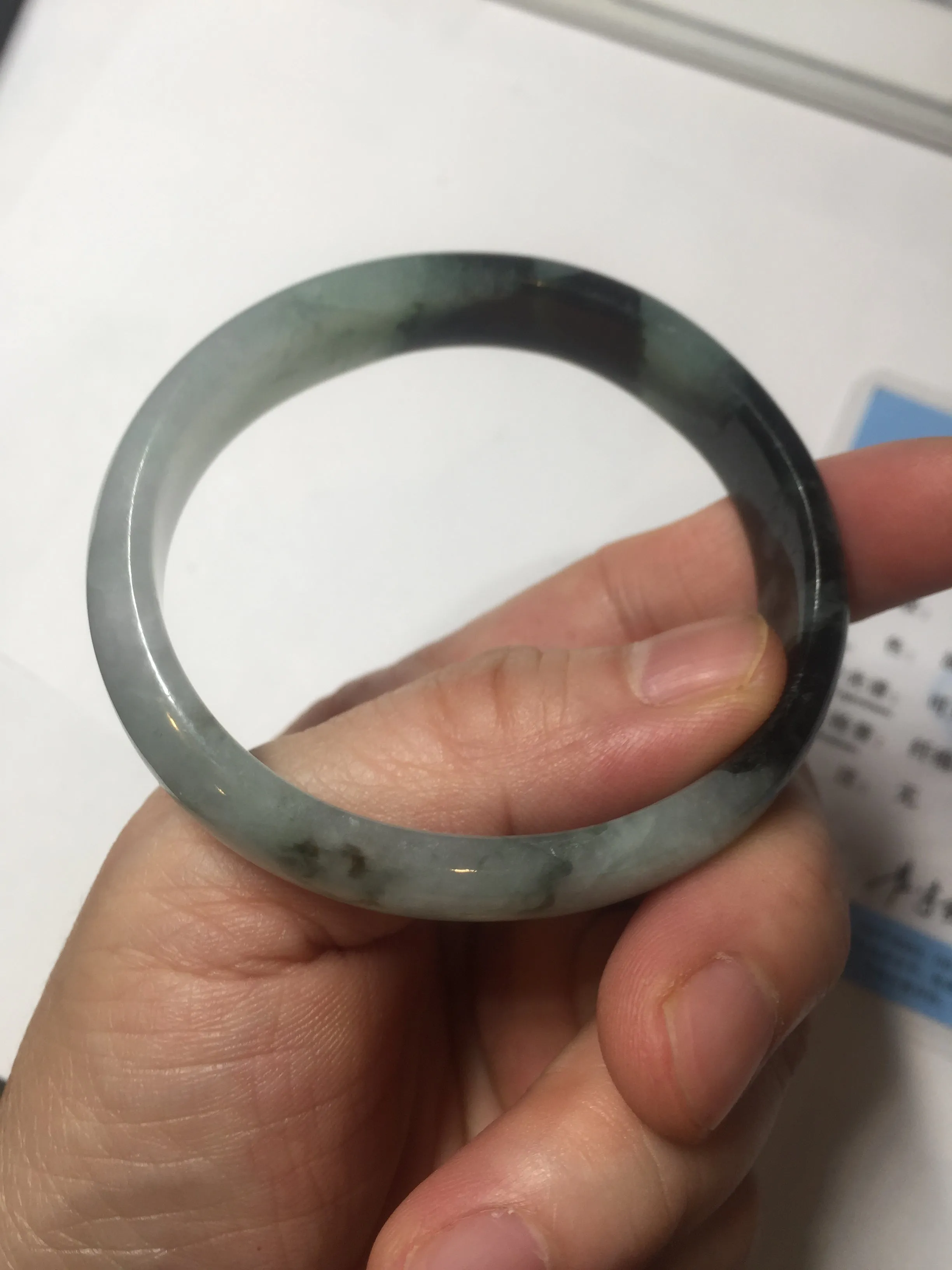 47mm Certified Type A 100% Natural dark green Jadeite Jade oval bangle AH93-4483