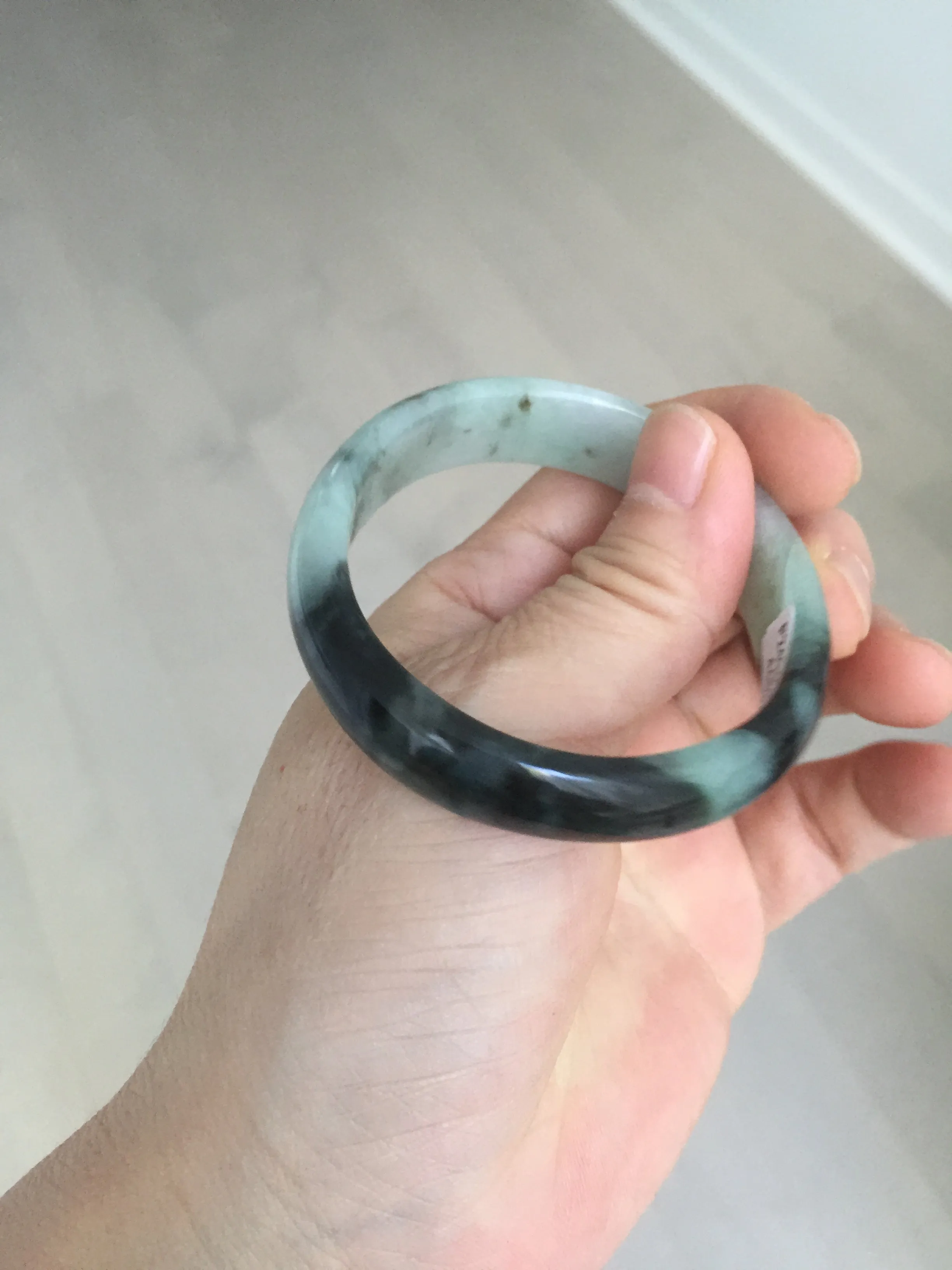 47mm Certified Type A 100% Natural dark green Jadeite Jade oval bangle AH93-4483