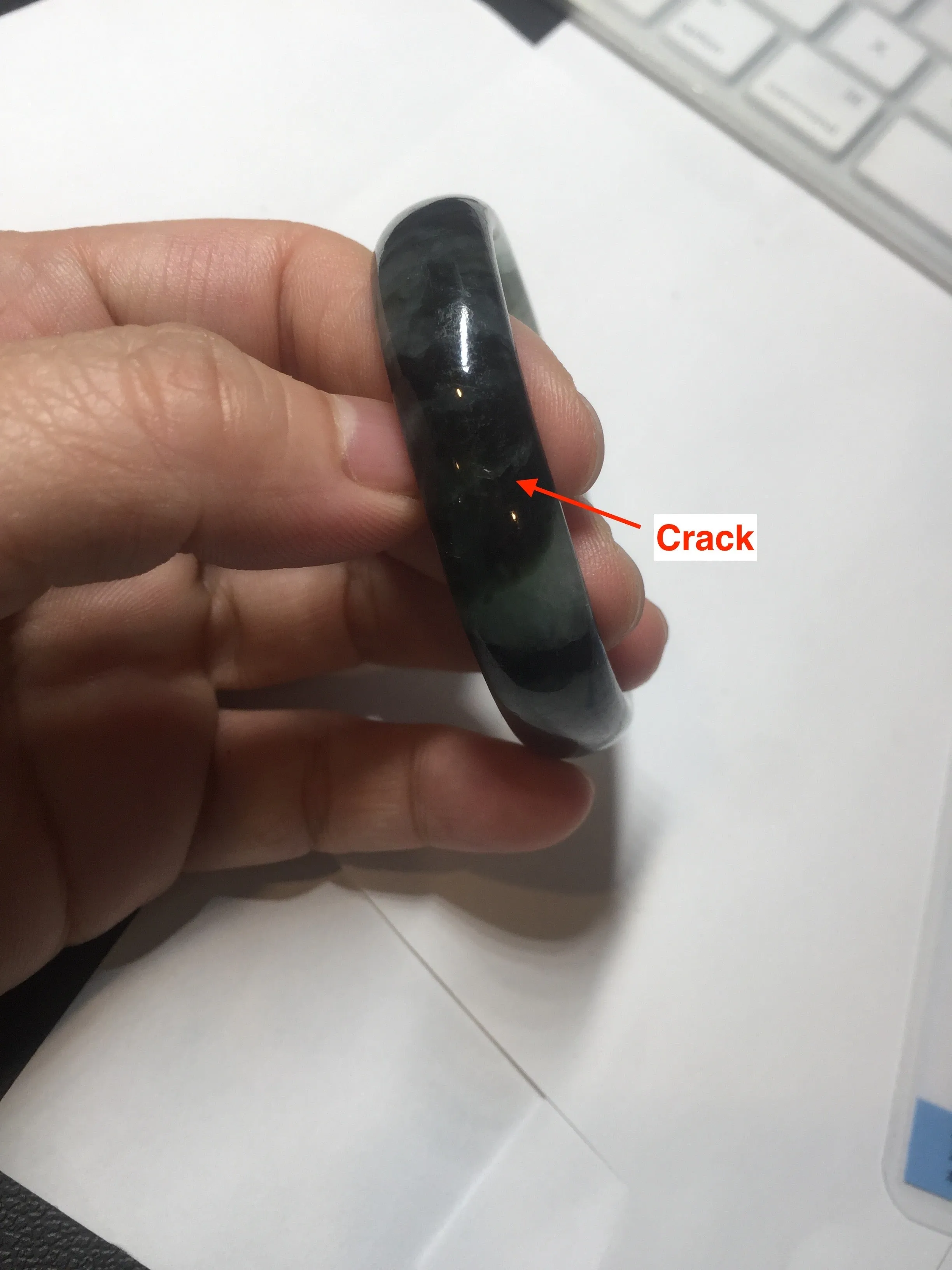 47mm Certified Type A 100% Natural dark green Jadeite Jade oval bangle AH93-4483