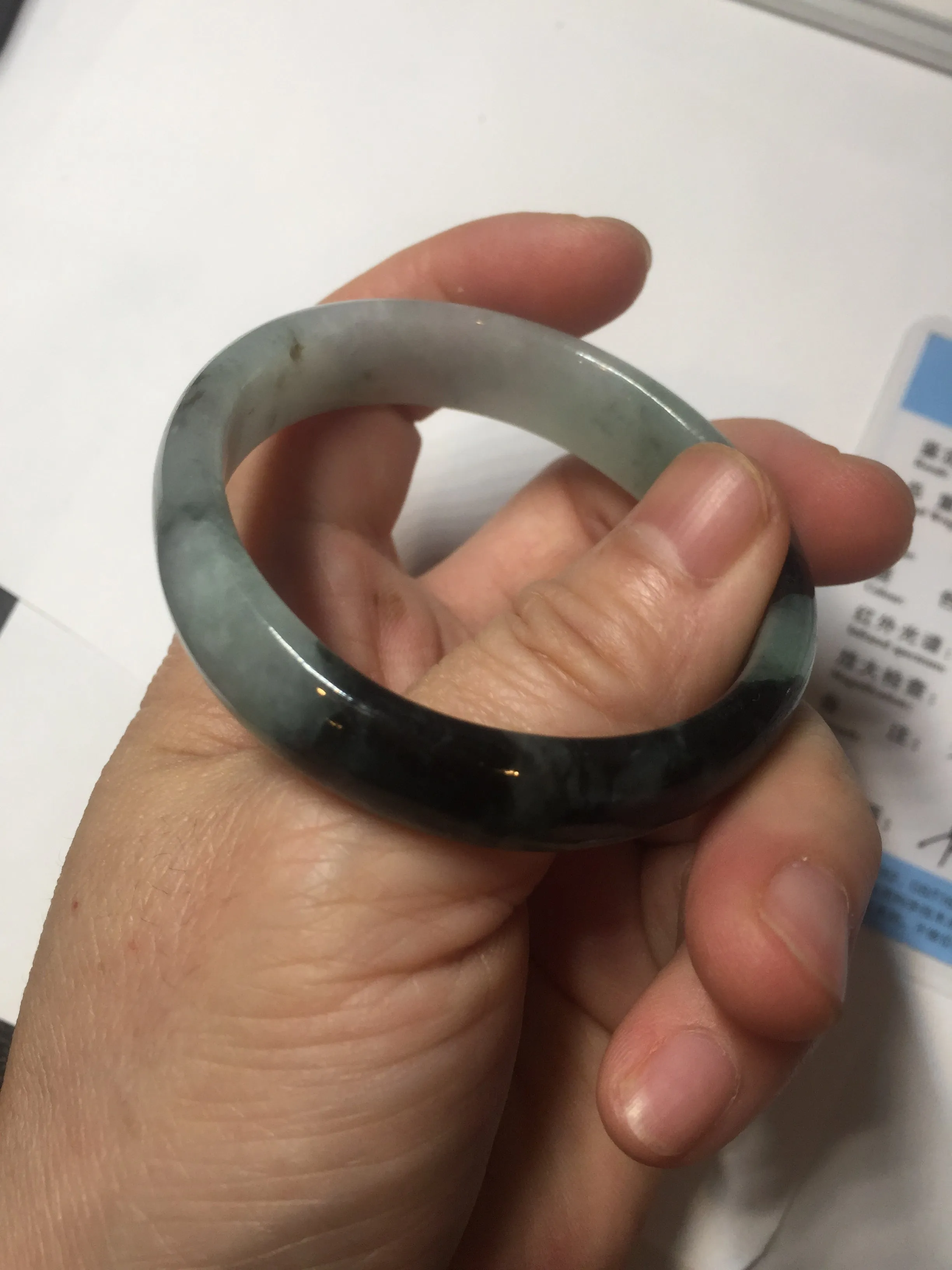 47mm Certified Type A 100% Natural dark green Jadeite Jade oval bangle AH93-4483