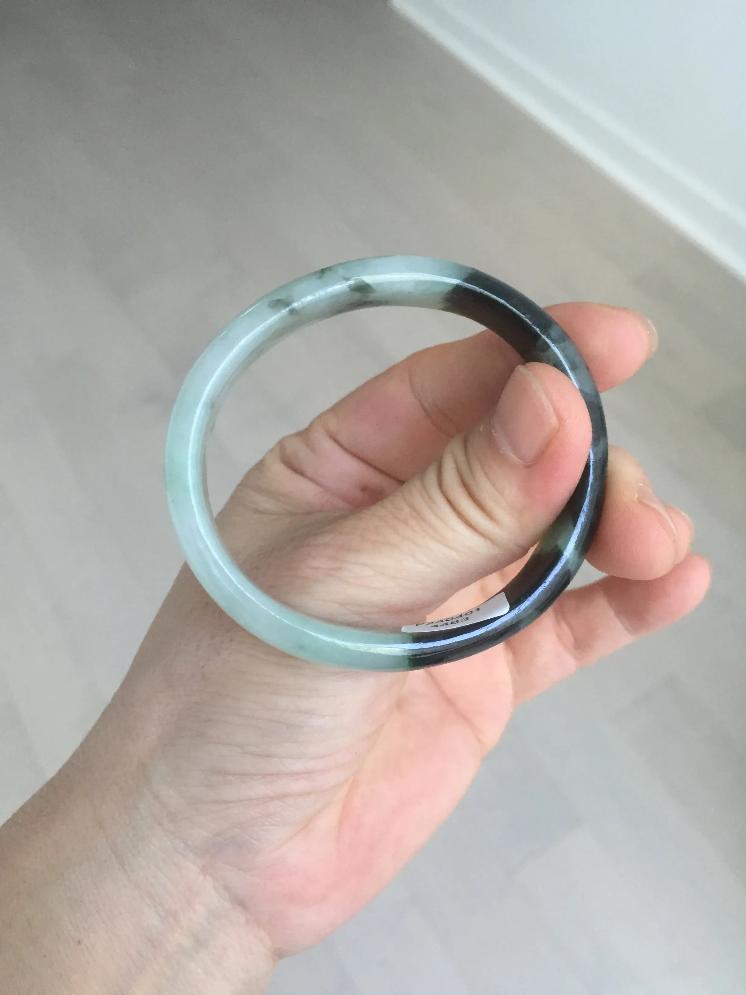 47mm Certified Type A 100% Natural dark green Jadeite Jade oval bangle AH93-4483