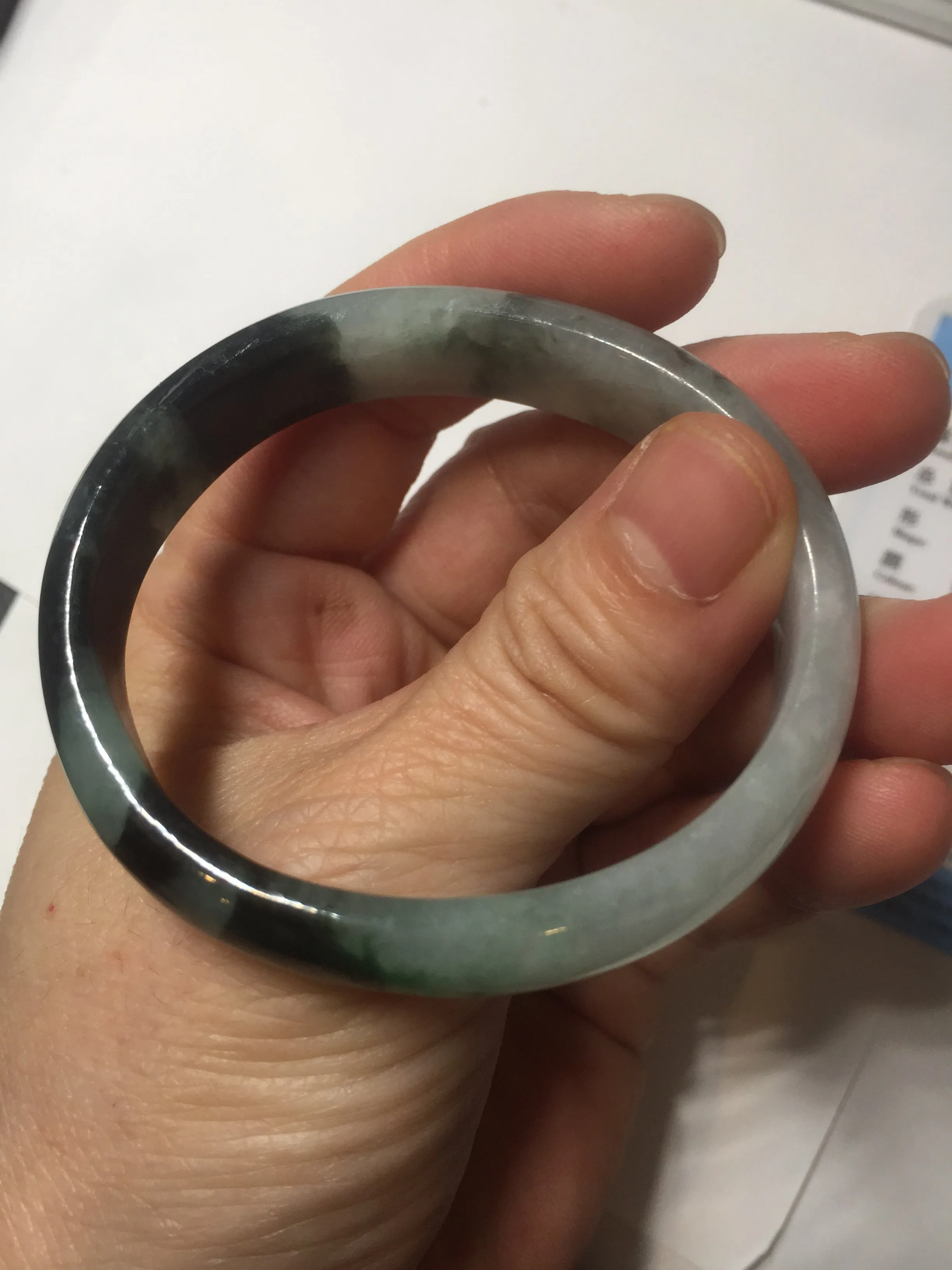 47mm Certified Type A 100% Natural dark green Jadeite Jade oval bangle AH93-4483