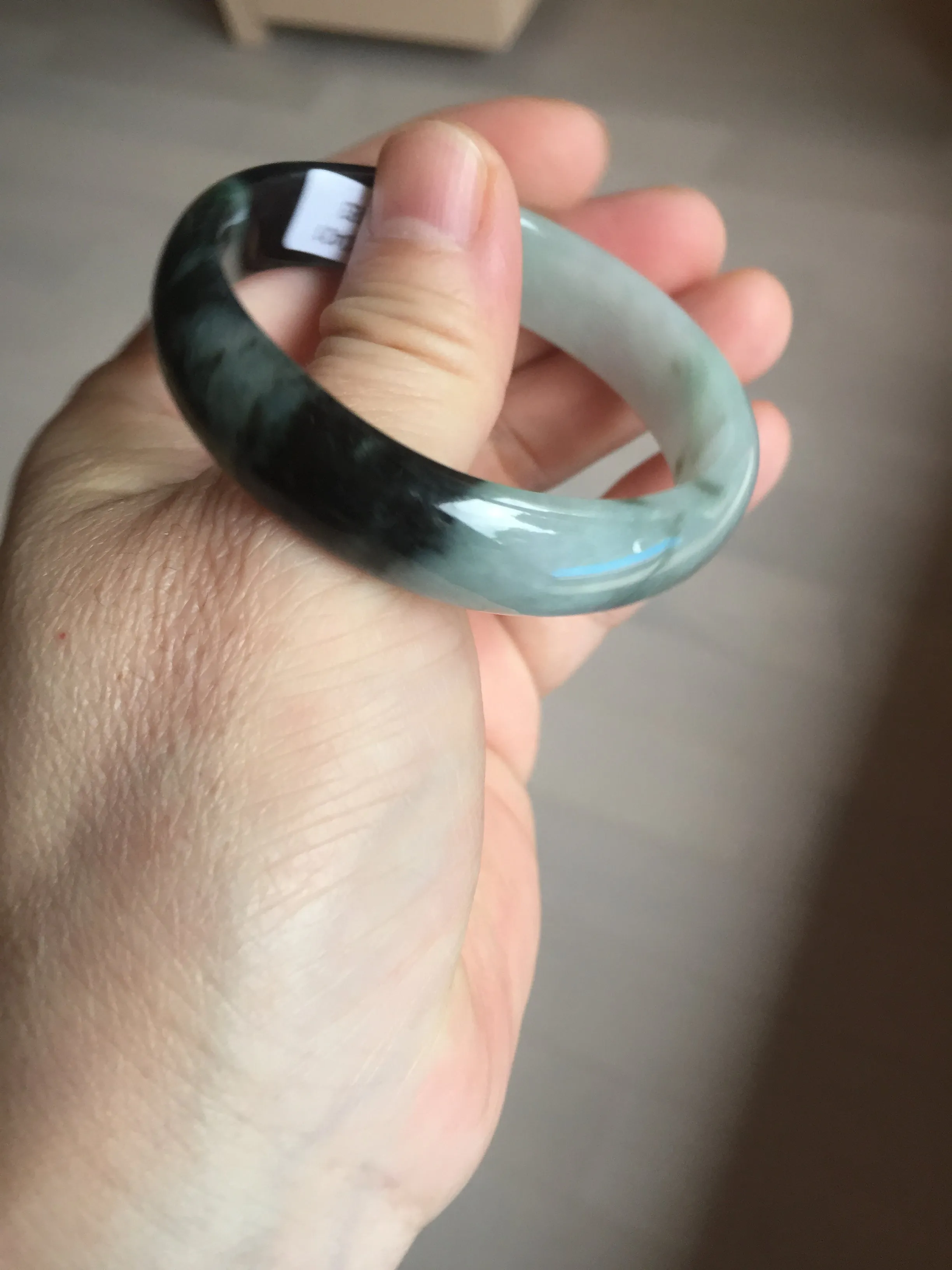 47mm Certified Type A 100% Natural dark green Jadeite Jade oval bangle AH93-4483