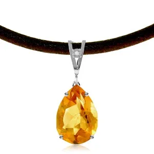 6.01 Carat 14K Solid White Gold Unfurl Citrine Diamond Necklace