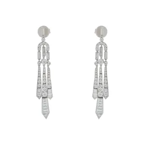 6.31Ct Diamond Dangle Earrings in Platinum