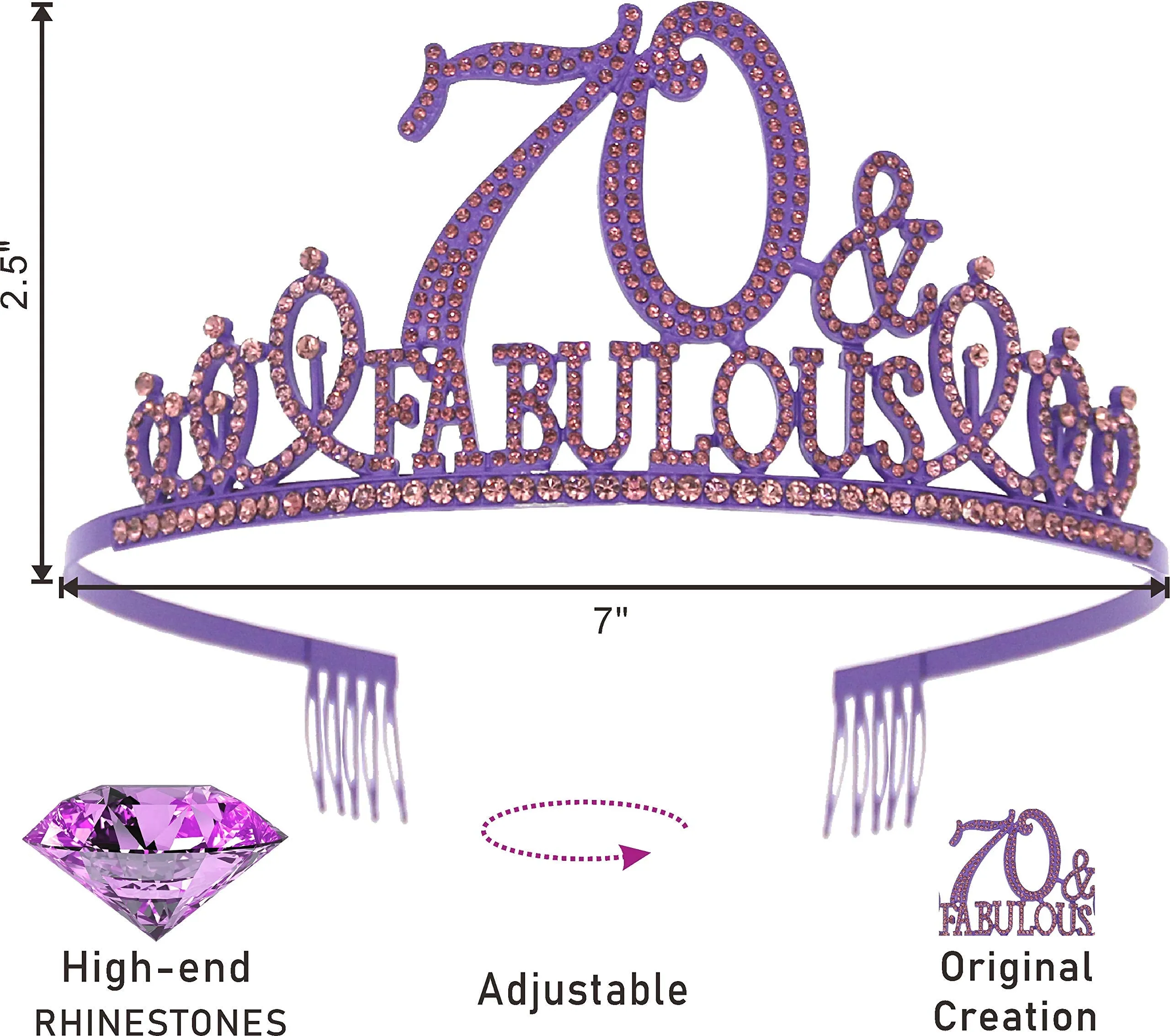 70th Birthday Gifts for Women,70th Birthday Tiara and Sash Purple,70th Birthday