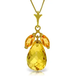 7.2 Carat 14K Solid Yellow Gold Roads Meet Citrine Necklace