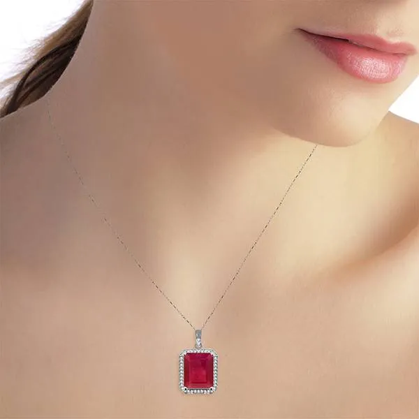 7.45 Carat 14K Solid White Gold Necklace Natural Diamond Ruby