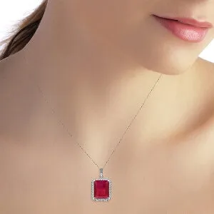 7.45 Carat 14K Solid White Gold Necklace Natural Diamond Ruby