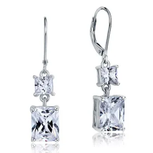 8 Carat Princess Cut Created Diamond Dangle Drop 925 Sterling Silver Earrings XFE8095