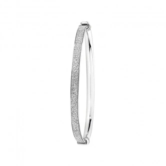 Acotis Silver Babies Oval Bangle with Moondust Detailing G4390