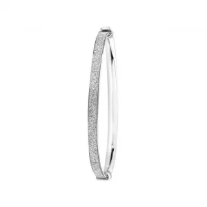 Acotis Silver Babies Oval Bangle with Moondust Detailing G4390